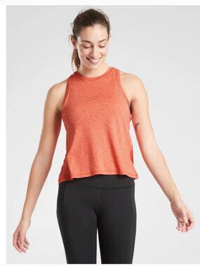 Athleta Uptempo Tank Womens XS Heather Orange Crew Neck Sleeveless Top